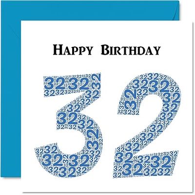 Fun 32nd Birthday Cards for Men - Shapecloud - Happy Birthday Card for Dad Mum Son Daughter Brother Sister Uncle Auntie Cousin, 145mm Greeting Cards, Fun Card