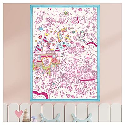 Ambiance Sticker colorare + Adesivi, Multicolore, Yeti-Poster-Unicorn