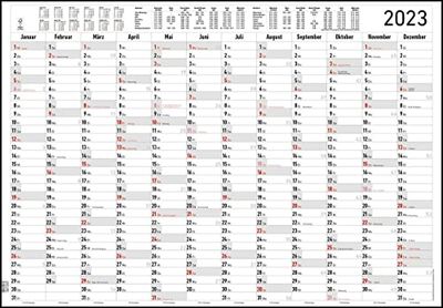 Year Planner XL 2023 - Poster Calendar 100 x 70 cm - Holiday Overview - Work Day Counting - Alpha Edition