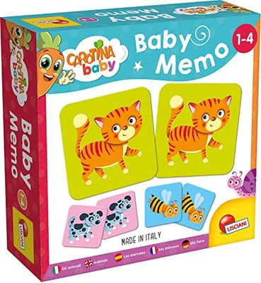 Lisciani - CAROTINA BABY - Baby Memo Les Animaux - Memory Pour Enfants de 1 à 4 ans - Jeu de Société Educatif - Jeu d'Apprentissage Favorise la Mémoire et la Réflexion - 24 Cartes