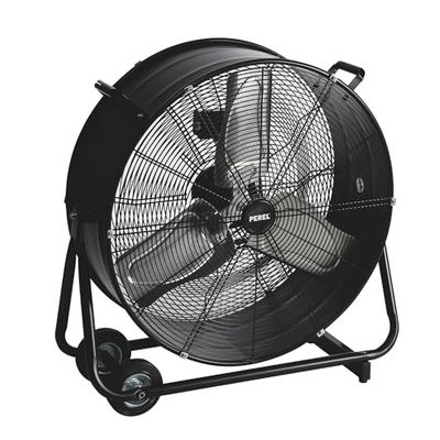Perel Krachtige vloerventilator, Ø 60 cm, 2 snelheden, metaal, trommeldesign, zwart, binnen/buiten, 22,5 kg