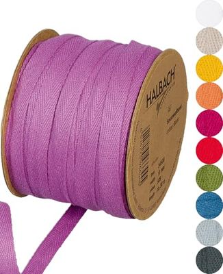 Halbach Sidenband bomullsband | 10 mm x 30 m | vävband 100% bomull | Band för pyssel som metervara | tygband för dekorationer, gör-det-själv-hantverk, snedband sömnadsarbeten, färg: bär