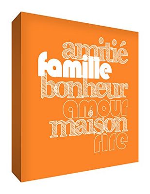 Feel Good Amor y arte de la familia en el fotograma Lienzo Foto pared moderna/tipográfico Naranja 75 x 75 cm
