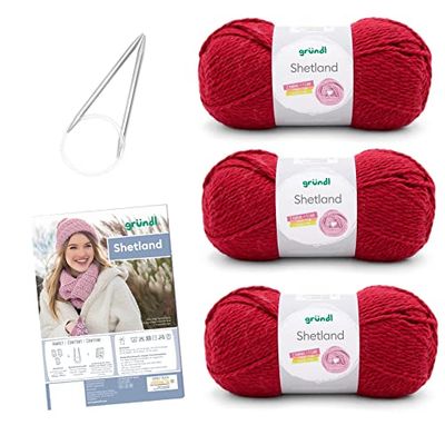 Gründl 3433-SB-A13 Kit de tricot avec instructions et aiguilles Rouge 30 x 20 x 8 cm