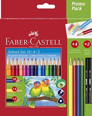 Faber-Castell 201597 – färgpennor set Colour Grip trekantigt, 24 delar, inklusive pennor, för barn och vuxna