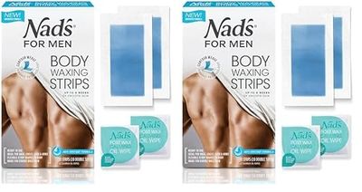 Nad's For Men Ready to Use Body Wax Strips, Wax Strips Men, Mens Hair Removal, Includes 20 Waxing Strips & 2 Post Wax Calming Oil Wipes, 20 Count (Pack of 2)
