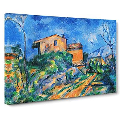Paul Cezanne Landscape and Houses No.1 Classic Painting Canvas Wall Art Print Ready to Hang, Framed Picture for Living Room Bedroom Home Office Décor, 24x16 Inch (60x40 cm)