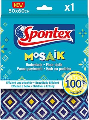 Spontex Microfibre mozaïek vloerdoek van 100% microvezel, gekleurd, reinigt en ontvet grondig alle oppervlakken, 12 verpakkingen