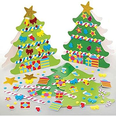 Baker Ross FE910 Kerst Mix & Match Kaart Pakketten - Pak van 6, Kaartenmaak Kit voor Kinderen, Maak Je Eigen Kerstkaarten, Ideaal Feestelijk Kunst en Knutsel Project,assorted