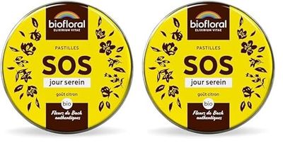 BIOFLORAL - SOS Secours Jour Serein BIO - 165 Pastilles - Soutien émotionnel - Fleurs de Bach Authentiques - Sans Alcool (Lot de 2)