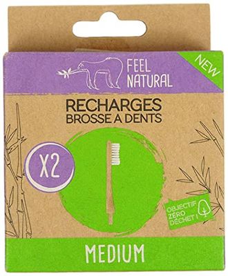 Feel Natural - Set di 2 ricariche per spazzolino da denti, misura media