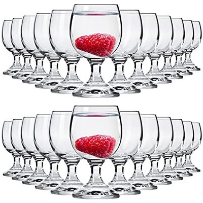 Alcohol Cage® Set de 24 verres élégants de 40 ml 4cl pour shots de Vodka Tequila Liqueur avec pieds en verre résistant au lave-vaisselle Verre à Shot Party Stamperl Set Pinneken verres à boisson, 4x6