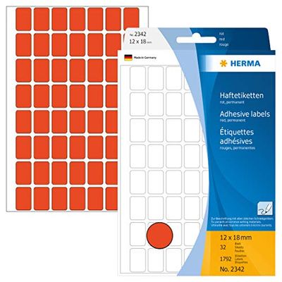 Herma 2342 - Etiquetas multiuso, 12x18 mm, papel mate, 1792 unidades, color rojo