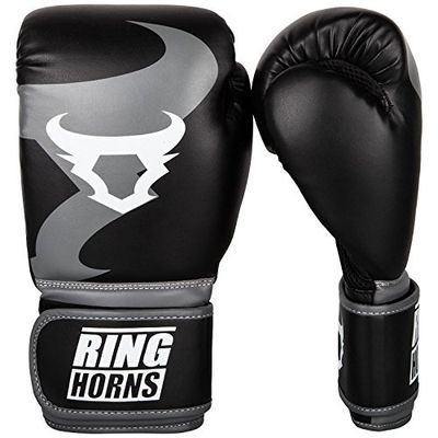 Ringhorns Charger Luvas de boxe, unissexo para adulto, preto/cinzento, 16oz