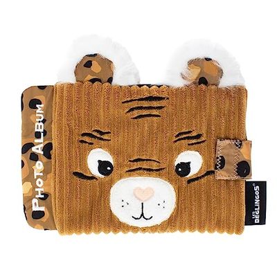 Les Déglingos - Baby Speculos the Tiger fotoalbum -10 fickor 10 x 15 cm - idealisk spjälsäng - barnomsorg - återvunnen stoppning - ockra