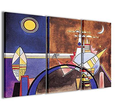 Stampe su Tela Kamdinsky XII Modern canvas van 3 panelen, kant-en-klaar ingelijst, canvas, klaar om op te hangen, 90 x 60 cm