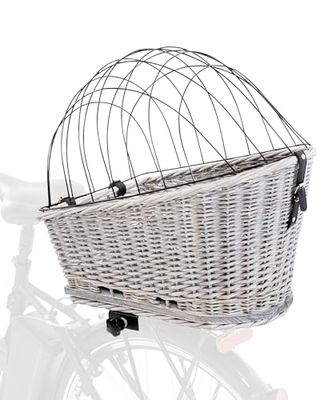 Trixie - Cestino per Bicicletta con Reticolo per scaffale, in salice/Metallo, 35 x 49 x 55 cm, Grigio, 2,259 kg