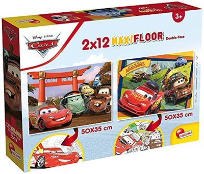 Lisciani Giochi- Disney Puzzle Supermaxi 2 x 12 Cars Bambini, Multicolore, 86542