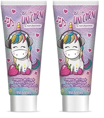 Naturaverde | Kids - Be a Unicorn - Dentifricio alla Fragola per Bambini, Dentifricio Bambini con Formula Delicata, Dentifricio Unicorn, 75ml (Confezione da 2)