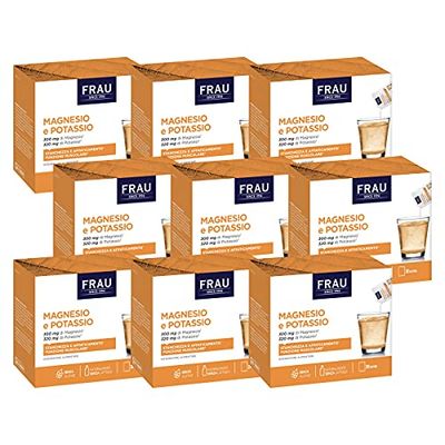FRAU Magnesio e Potassio, Integratore Alimentare con Potassio, Magnesio, Sali Minerali, 9 Confezioni X 20 Bustine, Senza Lattosio, Senza Glutine, Contro La Spossatezza E La Debolezza, color Bianco