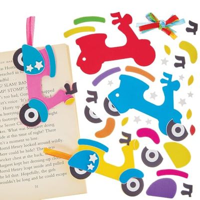 Baker Ross FN077 Bromfiets Mix & Match Bladwijzer Sets - Set van 8, Wereld Boeken Dag Sets, Bladwijzers maken voor kinderen