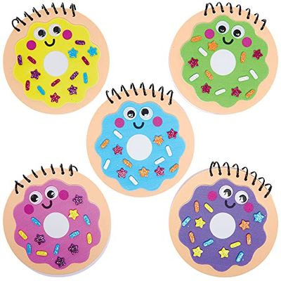 Baker Ross FX701 Donut Mini Notitieboek Sets - Set van 5, Schuim Kunst en Knutsel Sets voor Kinderen