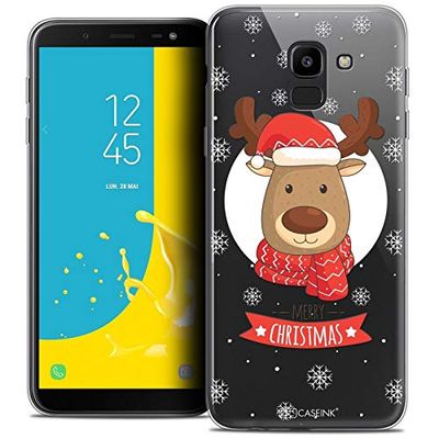 Caseink fodral för Samsung Galaxy J6 2018 J600 (5.6) fodral [kristallgel HD mönster julkollektion 2017 hjortdesign med halsduk - mjuk - ultratunn - tryckt i Frankrike]