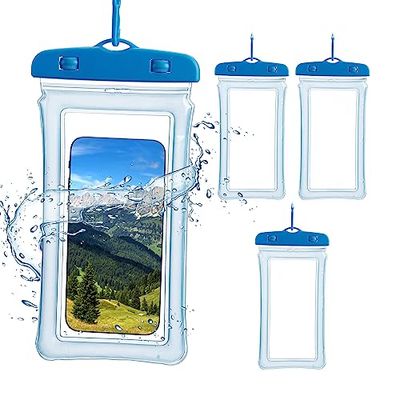 Relaxdays Waterproof Mobile Case, Set of 4, IPX8, for Smartphones up to 6.7", Touch Compatible, Phone Cover, Blue, 22.5 x 11.5 x 1.5 cm