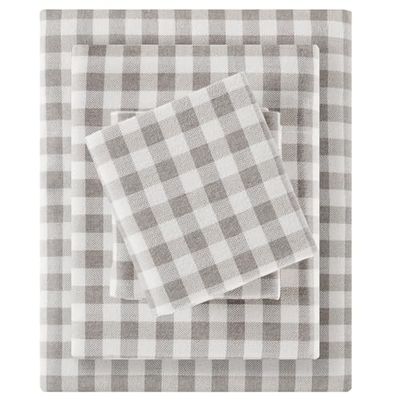 Sleep Philosophy True North – Parure de lit 3 pièces en Flanelle 100% Coton, brossée pour Plus de Douceur – Parure de lit en Flanelle Lourde et Chaude, imprimé Fantaisie, Carreaux Gris à Chevrons