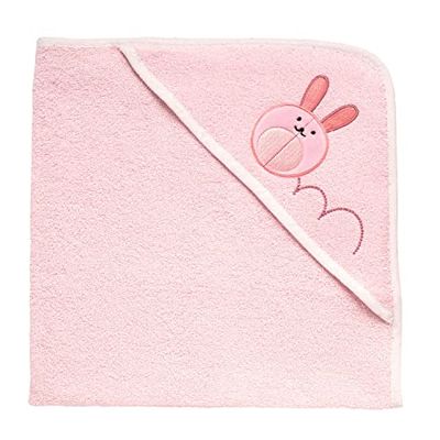 Chicco Handduk med huva, tillverkad av mjukt skum, med delikat broderi, fina material, 100% ren bomull, 0 månader + rosa, ROSA, One size