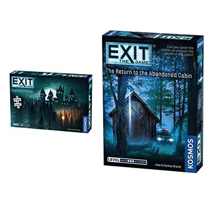 Thames & Kosmos - EXIT: Nightfall Manor - Level: 2/5 - Unique Escape Room Game - 1-4 Players & EXIT: The Return To The Abandoned Cabin - Level: 3/5 - Unique Escape Room Game