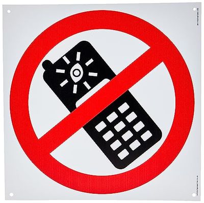 Viking Signs P910 Prohibition: No camera phones Sign - 300x300mm - S30, Red/White