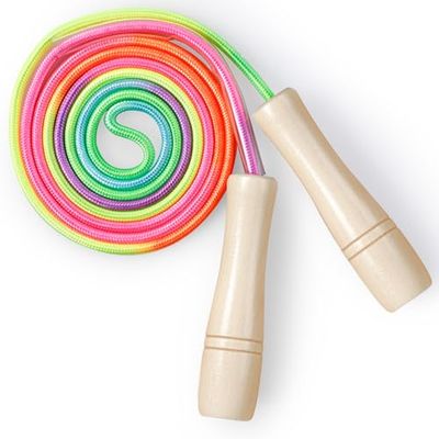 Romon Corda Per Saltare, Corda Per Saltare Per Bambini Con Manico In Legno, Corda Per Saltare Regolabile Da 250cm Per Bambini E Bambine Di Età Compresa Tra 4 E 12 Anni, Cangiante