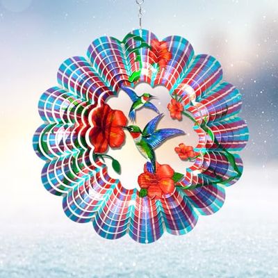 Eiryhope Éolienne à Vent en Forme de Colibri à Suspendre pour l'extérieur crée des Effets cinétiques 3D - Décoration de Jardin - Cadeau Unique