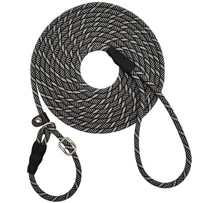 SEPXUFORE Laisse Longue réfléchissante Anti-étouffement pour Chiens de Taille Moyenne et Petite (9,1 m, Noir et Gris)