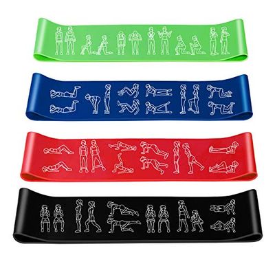 Amonax Elastici Fitness (Set di 4), Bande di Resistenza Fitness con 4 Livelli di Resistenza, Fasce Elastiche Fitness per Crossfit, Yoga, Pilates, Allenamento di Forza