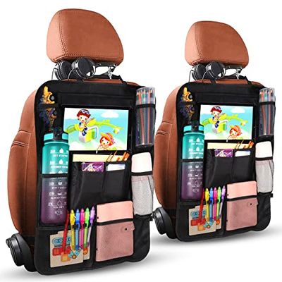 Diboniur 2-Piece Car Organiser with 20 Pockets for iPad 9.7 & 10.5 Inch Tablet Organizer, Bottles and Toys Books, Black