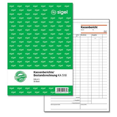 SIGEL KA518 Kassenrapport/voorraadrekening A5, 50 vellen, van duurzaam papier