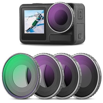 NEEWER ND-filterset compatibel met DJI Osmo Action 4, 4-pack ND8 ND16 ND32 CPL polariseren neutrale dichtheidsfilters kit actiecamera lens accessoires, multi-gecoat HD optisch glas/aluminium frame
