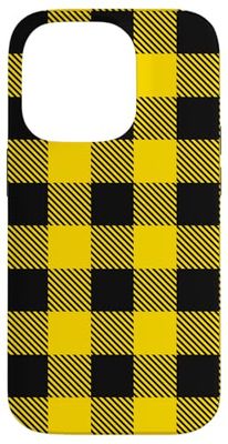 Yellow Black Vintage Check Pattern Vichy Case for iPhone 14 Pro