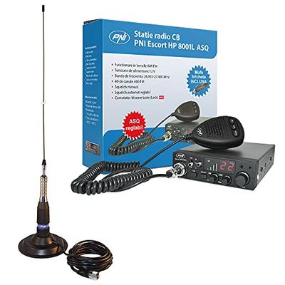 Zestaw stacji radiowej CB PNI ESCORT HP 8001L ASQ ze słuchawkami PNI HS81 + antena CB PNI ML160 z magne