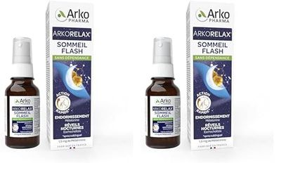 Arkopharma - Arkorelax Sommeil Flash Spray | Sommeil perturbé - Réveils nocturnes - Solution express pour s'endormir ou se rendormir |Flacon en spray de 20 ml (Lot de 2)