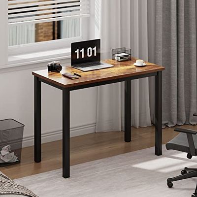 SogesHome Bureau d'ordinateur Table pour Ordinateur PC avec Cadre en Métal Postes de Travail Informatiques Table Compacte pour Bureau à Domicile 80 x 40x 75 cm Rétro et Noir
