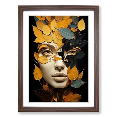 Leaf Dadaism Framed Wall Art Print, Ready to Hang Picture for Living Room Bedroom Home Office, Walnut A2 (48 x 66 cm)