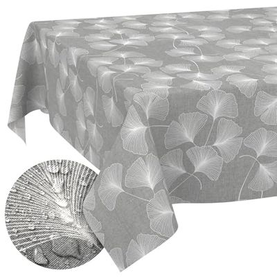 Tyg bordsduk bordslinne textilduk bomull polyestertyg tvättbar lättvårdad, i rund oval kantig maskros 100 x 140 cm skäregg