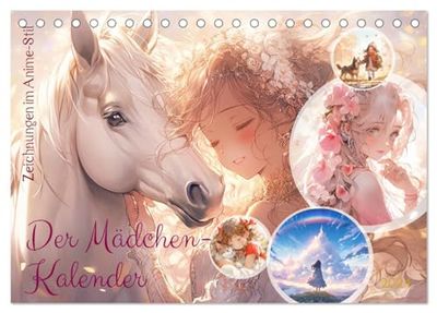 Der Mädchen-Kalender (Tischkalender 2024 DIN A5 quer), CALVENDO Monatskalender: Liebenswerte Anime-Zeichnungen für und mit Mädchen - KI generiert