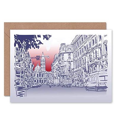 Wee Blue Coo Italian Cityscape Illustration Greeting Card With Envelope Inside Premium Quality
