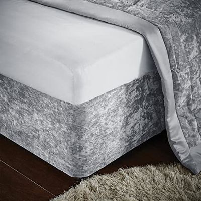 Catherine Lansfield Crushed Velvet Double Divan Base Wrap Silver BD/46254/W/BWRAPD/SI