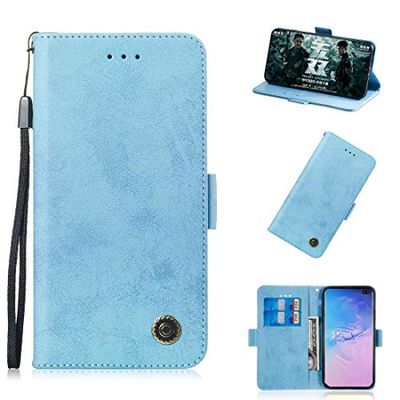 Carcasa de telefono Multifuncional Horizontal Flip Retro Funda de Cuero con Ranura for Tarjeta y Soporte for Galaxy M20 (Azul Cielo) (Color : Sky Blue)