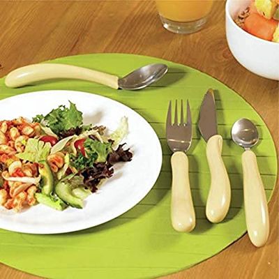 Homecraft Angled Caring Cutlery, Arthritis Aids, For Weak Grip, Easy Grip Eating Utensils for Elderly or Disabled, Spoon, Ivory, 1 count